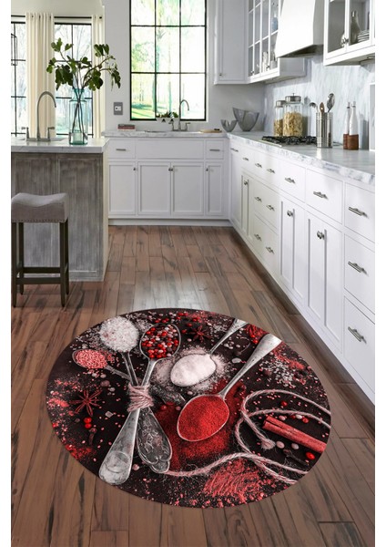 3D Dijital Baskılı Kaymaz Yıkanabilir Renkli Modern Yuvarlak Mutfak Halısı, N-Y-Mutfak-19-Kırmızı, fiyatları