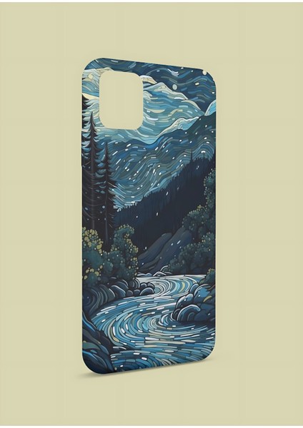 Apple iPhone 12 Mini Uyumlu Akan Nehir Tasarım Uv Baskı Lansman Kılıf