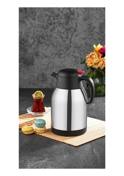 2 Litre Çift Kat Paslanmaz Çelik Termos Piknik Kamp Outdoor Ofis Otel Kafe Okul Siyah Renk modelleri