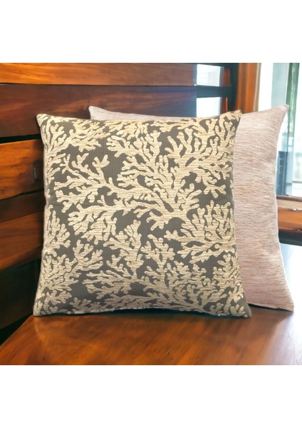 Mercan Desenli Krem Kırlent Kılıfı Seti -2 Adet 45CM*45CM