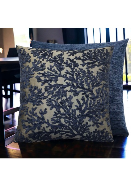 Mercan Desenli Lacivert Kırlent Kılıfı Seti -2 Adet 45CM*45CM