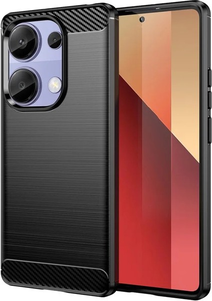 Poco M6 Pro 4g / Redmi Note 13 Pro 4g Brushed Carbon Fiber Silikon Kılıf - Siyah AL3332