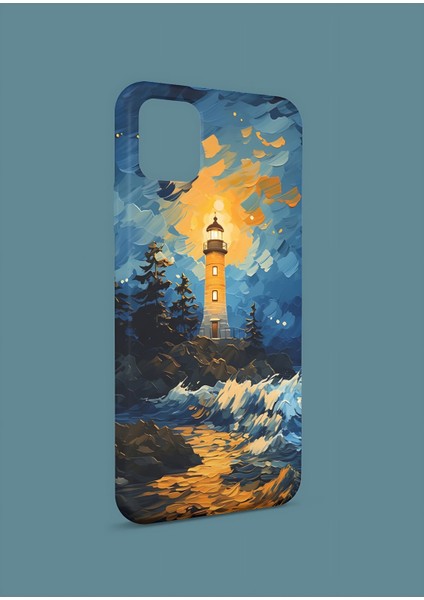 Apple iPhone 12 Mini Uyumlu Deniz Feneri Tasarım Uv Baskı Lansman Kılıf