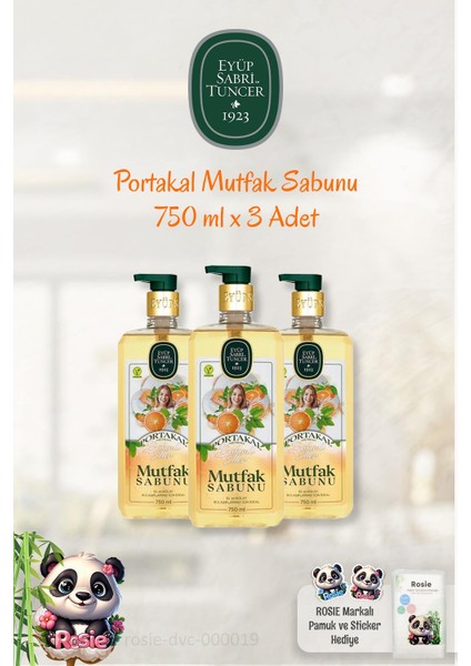 3 Adet Portakal Kokulu Mutfak Sabunu 750 ml ve Rosıe Pamuk