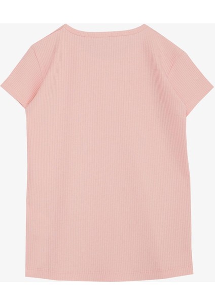 Kız Çocuk Tişört Güpürlü Fitilli 4-8 Yaş, Somon fiyatları