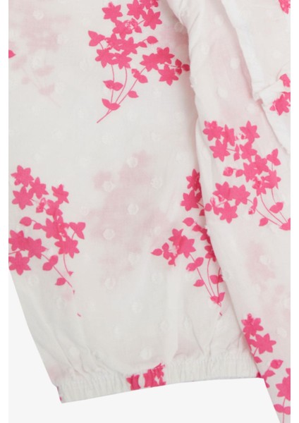 Kız Çocuk Gömlek Çiçek Desenli Kolları Lastikli 10-14 Yaş, Beyaz fırsatları