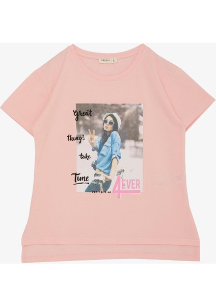 Kız Çocuk Tişört Havalı Kız Baskılı 8-14 Yaş, Pembe