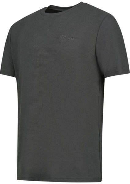 Sıfır Yaka T-Shirt Açık Antrasit Kalei
