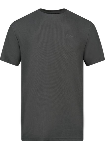 Sıfır Yaka T-Shirt Açık Antrasit Kalei