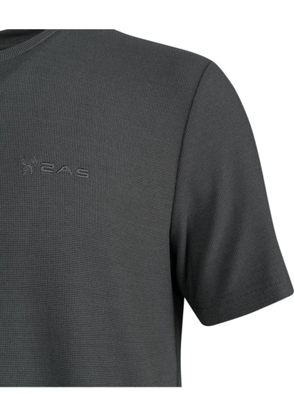 Sıfır Yaka T-Shirt Açık Antrasit Kalei