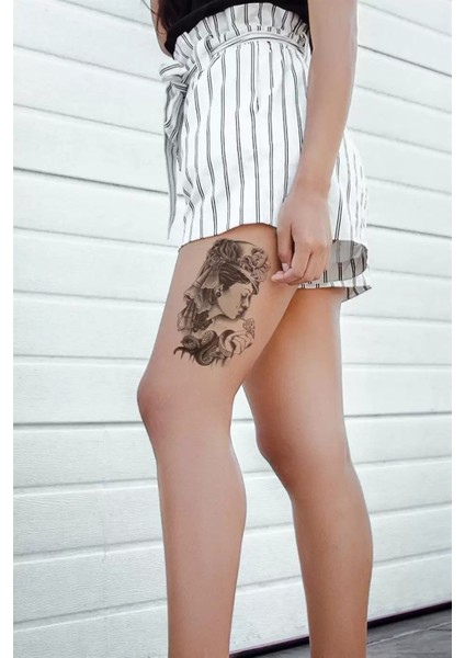 Gerçekci Geçici Dövme Tattoo Kadın ve Yılan Desenli Dövme Sahte Etiket Kadın Erkek Kol Bacak fiyatları