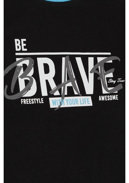 Erkek Çocuk Uzun Kollu Tişört Yazı Baskılı 5-9 Yaş, Siyah fırsatları