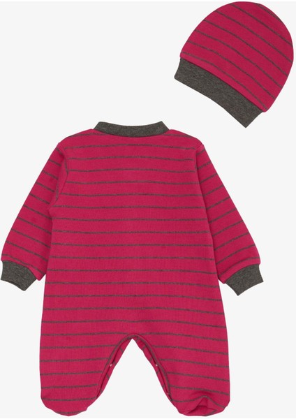Kız Bebek Patikli Tulum Çizgili 0-6 Ay, Fuşya
