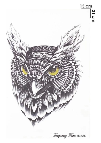 Gerçekci Geçici Renkli Baykuş Desenli Dövme Sahte Etiket Kadın Erkek Kol Bacak