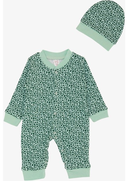 Kız Bebek Tulum Desenli 0-6 Ay, Mint Yeşili