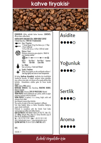 Afrika Çekirdek Kahve 250 gr modelleri