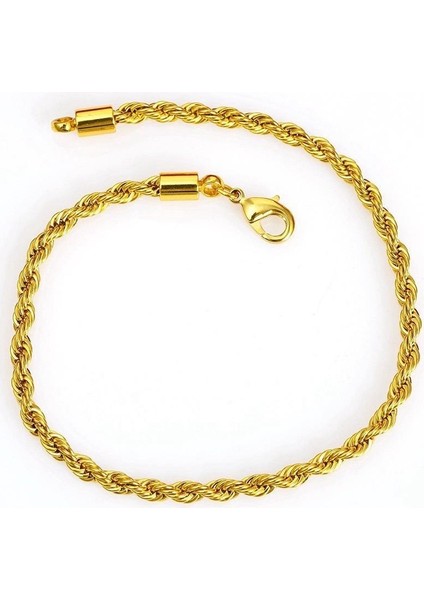Ince Gold Renk Halat Model Burgulu Unisex Çelik Bileklik ECK28BI indirimleri