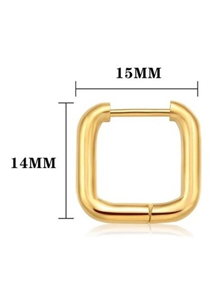 Kare Cerrahi Çelik Küpe 316L Kararmaz Antialerjik Küpe 15X15 mm