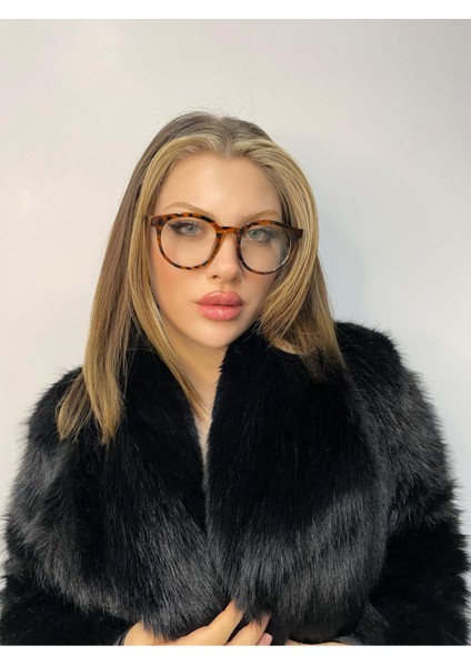Tekno Trust Leopar Yeni Sezon Mavi Işık Korumalı Leopard Trend Model Gözlük 53 Mavi UV400 Oval Asetat Degrade T modelleri