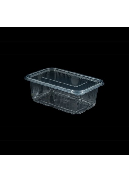 Kullan At Plastik Kilitli Şeffaf Düz Kapaklı Gıda Saklama Kabı Sızdırmaz Kap - 1000 cc - 75 Adet