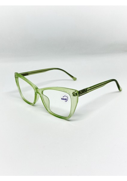 Tekno Trust Şeffaf Yeşil Köşeli Çekik Cat Eye Kadın Mavi Işık Korumalı Gözlük Optik Cam Uyumlu Şeffaf Cat Eye A fiyatları