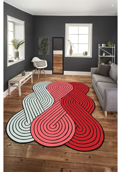 Dijital Baskılı Kaymaz Taban Yıkanabilir Lazer Kesim Yolluk Mutfak Salon Halısı, N-Lazer-15-Kırmızı, fırsatları