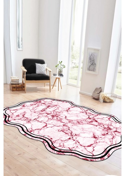 Dijital Baskılı Kaymaz Taban Yıkanabilir Lazer Kesim Yolluk Mutfak Salon Halısı, N-Lazer-22-Kırmızı,