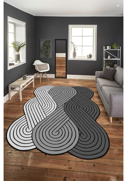 Dijital Baskılı Kaymaz Taban Yıkanabilir Lazer Kesim Yolluk Mutfak Salon Halısı, N-Lazer-15-Gri, fırsatları