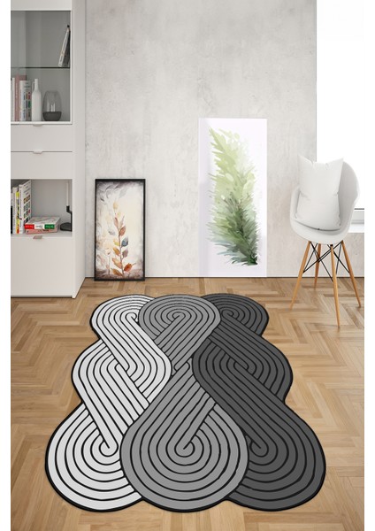 Dijital Baskılı Kaymaz Taban Yıkanabilir Lazer Kesim Yolluk Mutfak Salon Halısı, N-Lazer-15-Gri, indirimleri