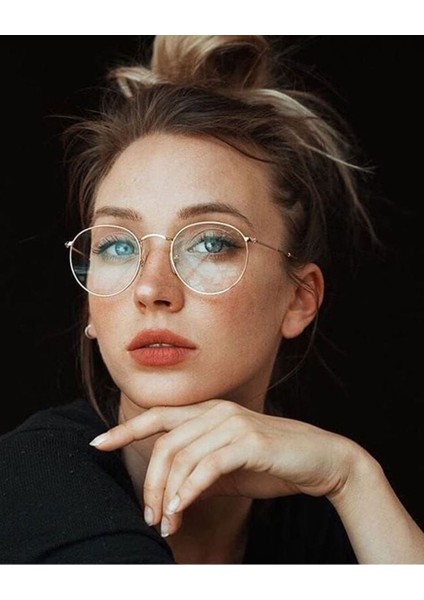 Tekno Trust Metal Maria Unisex Oval Yuvarlak Gold Mavi Işık Korumalı Blue Block Vintage Retro Gözlüğü Rose Gold