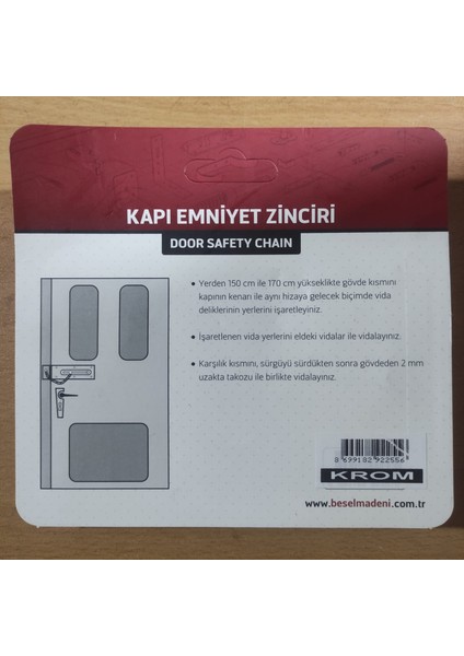 Kapı Emniyet Kilidi Zinciri Krom Renginde Beşel Yerli Üretim Door Safety Chaın Yeni Ürün