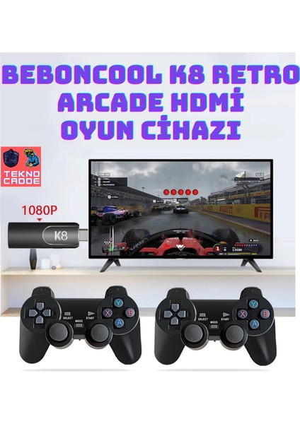 K8 4K Hdmi 10000+ Oyunlu Çift Kol 3D Retro Arcade Oyun Konsolu Atari