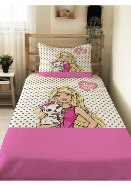 Prenses Kız Desenli Bebek ve Çocuk Baskılı Tek Kişilik Pike Takımı 160X230