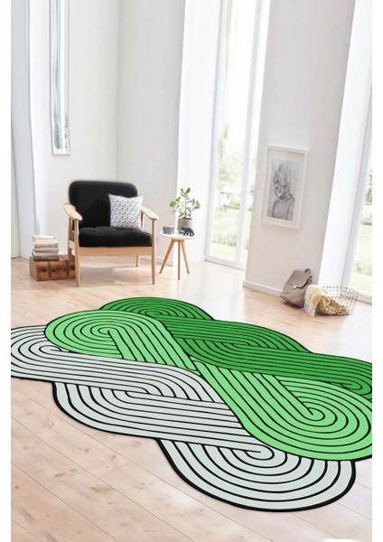 Dijital Baskılı Kaymaz Taban Yıkanabilir Lazer Kesim Yolluk Mutfak Salon Halısı, N-Lazer-15-Yeşil, fiyatları