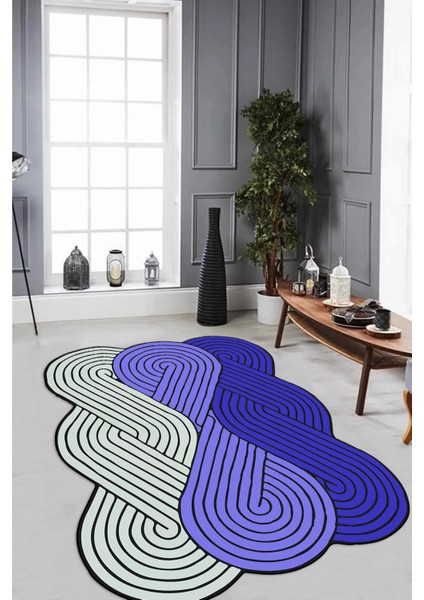 Dijital Baskılı Kaymaz Taban Yıkanabilir Lazer Kesim Yolluk Mutfak Salon Halısı, N-Lazer-15-Mavi, modelleri