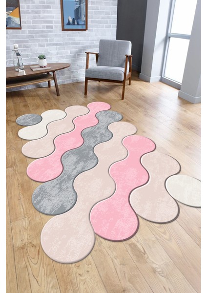 Dijital Baskılı Kaymaz Taban Yıkanabilir Lazer Kesim Yolluk Mutfak Salon Halısı, N-Lazer-02-Pembe, fiyatları
