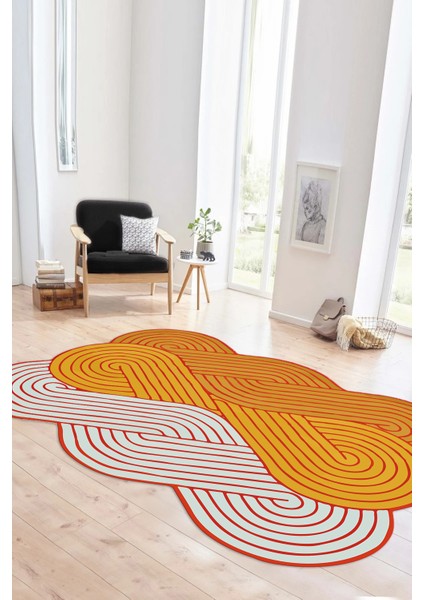 Dijital Baskılı Kaymaz Taban Yıkanabilir Lazer Kesim Yolluk Mutfak Salon Halısı, N-Lazer-15-Turuncu, fiyatları