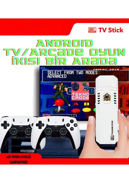 K8 Pro Android 12.1 Netflix Youtube Tv Box 10000+ Oyun Retro Arcade Oyun Konsolu Atari