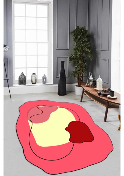 Dijital Baskılı Kaymaz Taban Yıkanabilir Lazer Kesim Yolluk Mutfak Salon Halısı, N-Lazer-13-Kırmızı, fırsatları