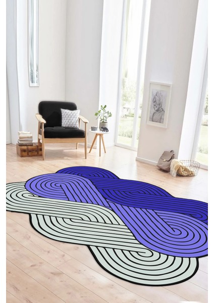 Dijital Baskılı Kaymaz Taban Yıkanabilir Lazer Kesim Yolluk Mutfak Salon Halısı, N-Lazer-15-Mavi, fiyatları