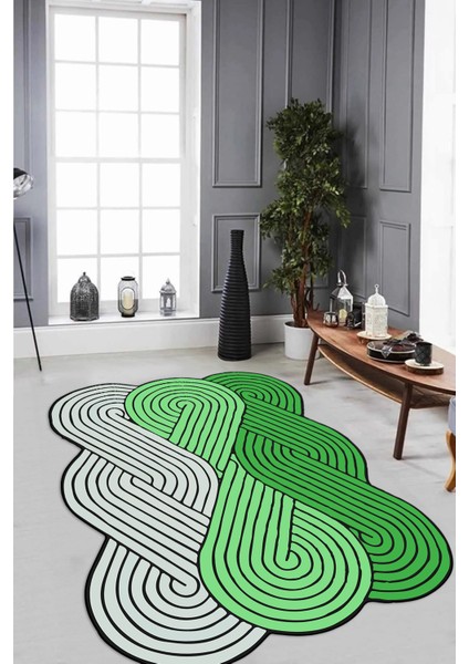 Dijital Baskılı Kaymaz Taban Yıkanabilir Lazer Kesim Yolluk Mutfak Salon Halısı, N-Lazer-15-Yeşil, modelleri