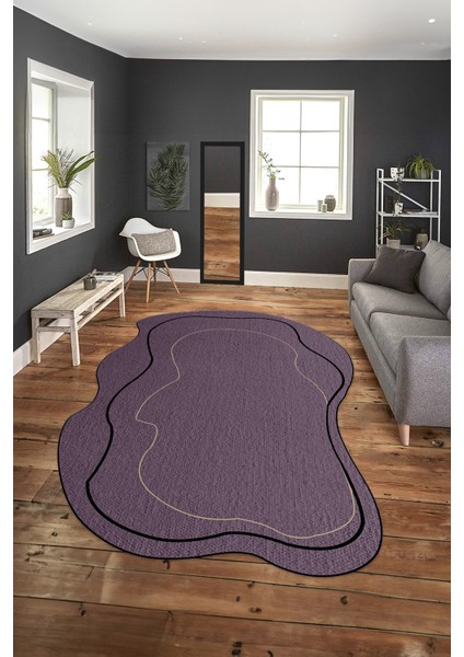 Dijital Baskılı Kaymaz Taban Yıkanabilir Lazer Kesim Yolluk Mutfak Salon Halısı, N-Lazer-11-Mor, indirimleri