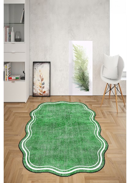 Dijital Baskılı Kaymaz Taban Yıkanabilir Lazer Kesim Yolluk Mutfak Salon Halısı, N-Lazer-23-Yeşil, modelleri
