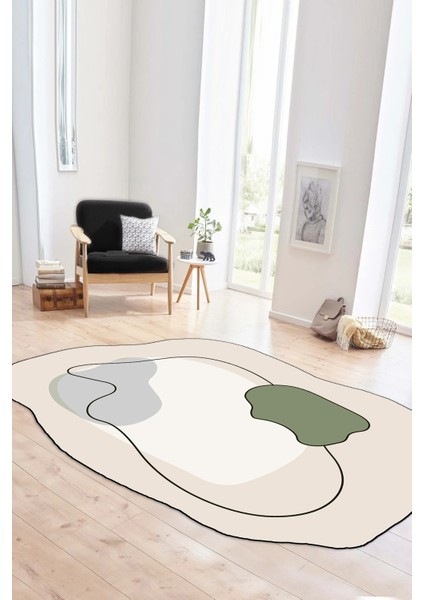 Dijital Baskılı Kaymaz Taban Yıkanabilir Lazer Kesim Yolluk Mutfak Salon Halısı, N-Lazer-13-Krem, modelleri