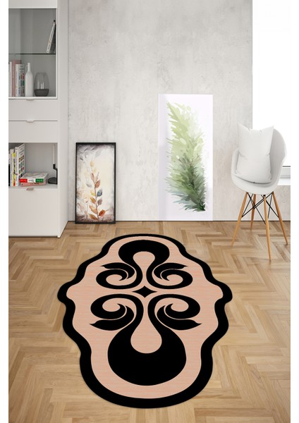 Dijital Baskılı Kaymaz Taban Yıkanabilir Lazer Kesim Yolluk Mutfak Salon Halısı, N-Lazer-04-Kahve,