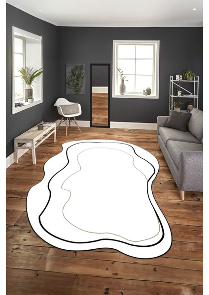 Dijital Baskılı Kaymaz Taban Yıkanabilir Lazer Kesim Yolluk Mutfak Salon Halısı, N-Lazer-11-Beyaz, indirimleri