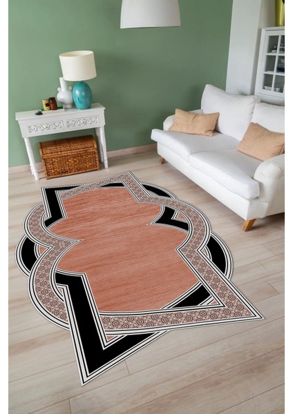 Dijital Baskılı Kaymaz Taban Yıkanabilir Lazer Kesim Yolluk Mutfak Salon Halısı, N-Lazer-30-Kahve, indirimleri