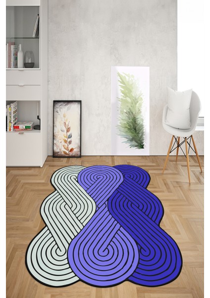 Dijital Baskılı Kaymaz Taban Yıkanabilir Lazer Kesim Yolluk Mutfak Salon Halısı, N-Lazer-15-Mavi, indirimleri