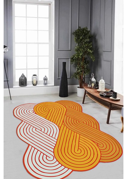 Dijital Baskılı Kaymaz Taban Yıkanabilir Lazer Kesim Yolluk Mutfak Salon Halısı, N-Lazer-15-Turuncu, modelleri