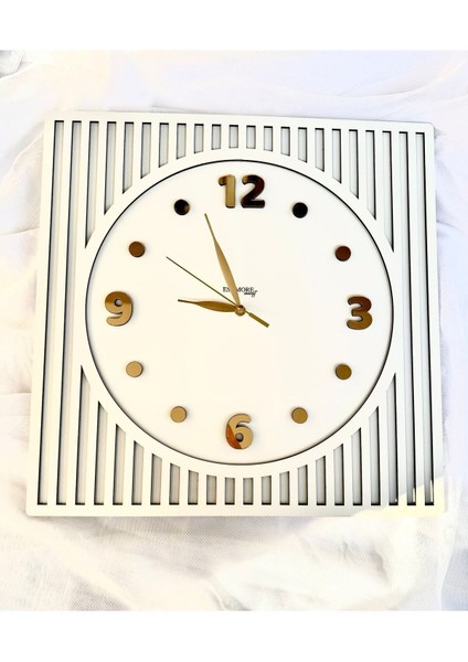 Kare Gold Rakamlı 40*40 cm Duvar Saat - Ahşap Duvar Saati - Modern Duvar Saati